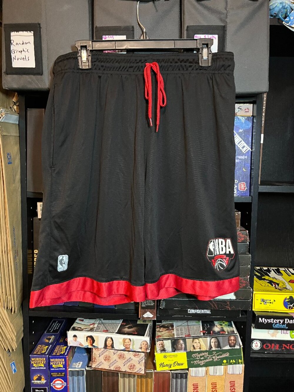 NBA XLARGE Basketball Shorts – Black & Red Athletic Mesh Shorts